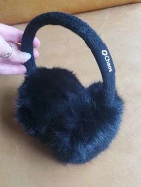 Chaos Black Rabbit Fur Earmuffs Ski